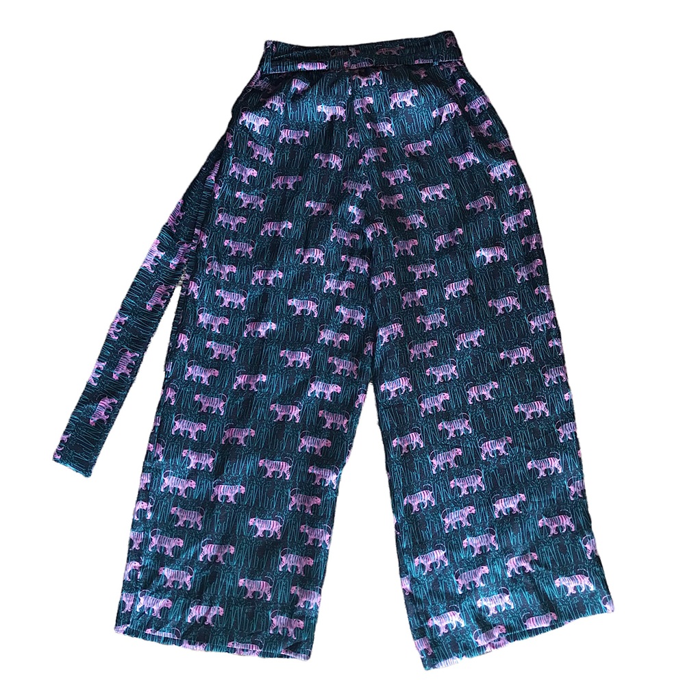 J. Crew Collection 💯 Silk Wide-Leg Pant in Jungle Tiger Print